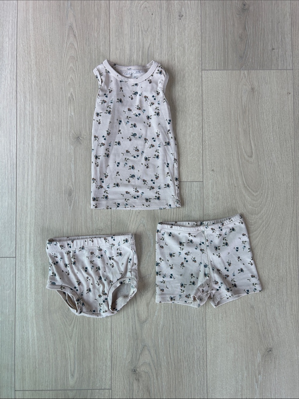 Lovely Littles 6m sand  Floral Tank & Shorts Set -